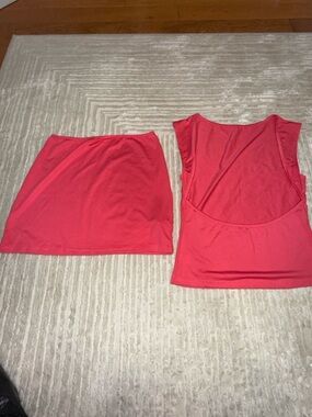 Neon Pink Two-Piece Skirt and Tank Set